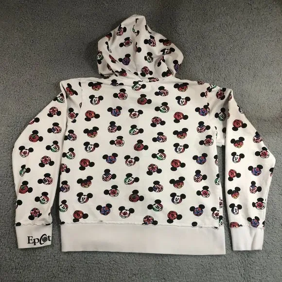 Disney World Sweater Girl Extra Large White Mickey Mouse Allover Print Hoodie - Picture 5 of 7